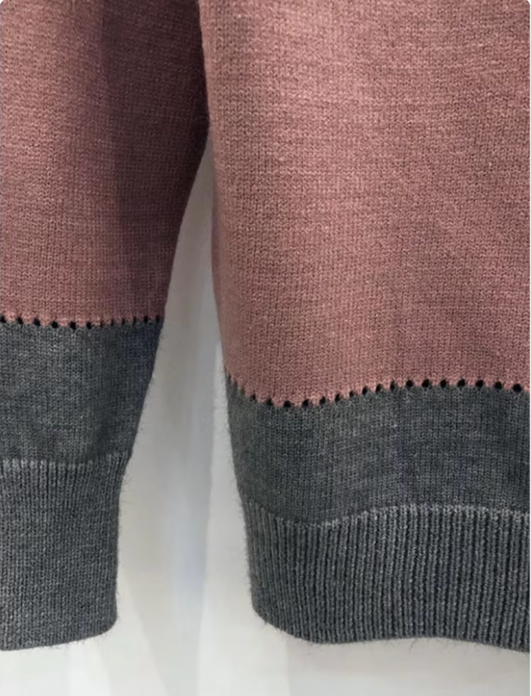 Women’s Color Block Crew Neck Sweater – Casual Long-Sleeve Knitwear