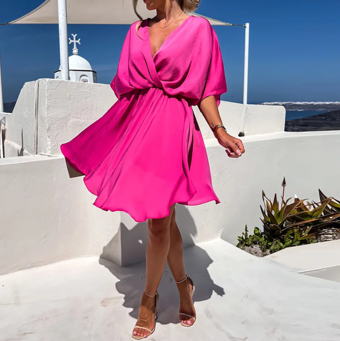 Janet Women’s Elegant Wrap Dress – Comfortable Flowy Casual Party Style