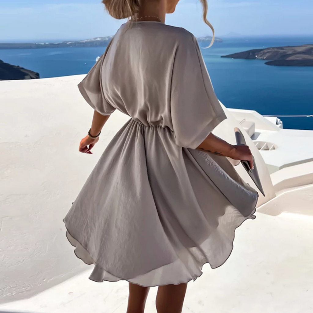 Women's Ruffle Chiffon Dress – Twisted Detail Elegant Party Dress