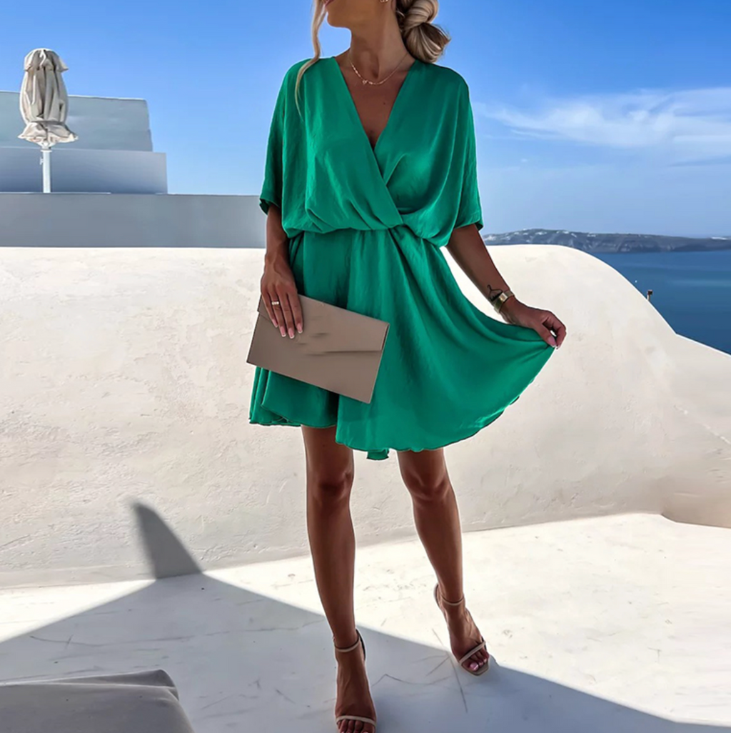 Women's Ruffle Chiffon Dress – Twisted Detail Elegant Party Dress