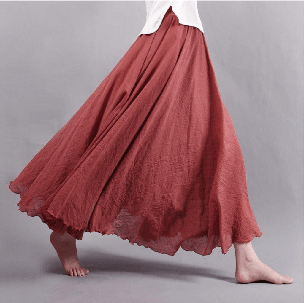Women’s Bohemian Linen Maxi Skirt – Elegant Flowy Casual Summer Style