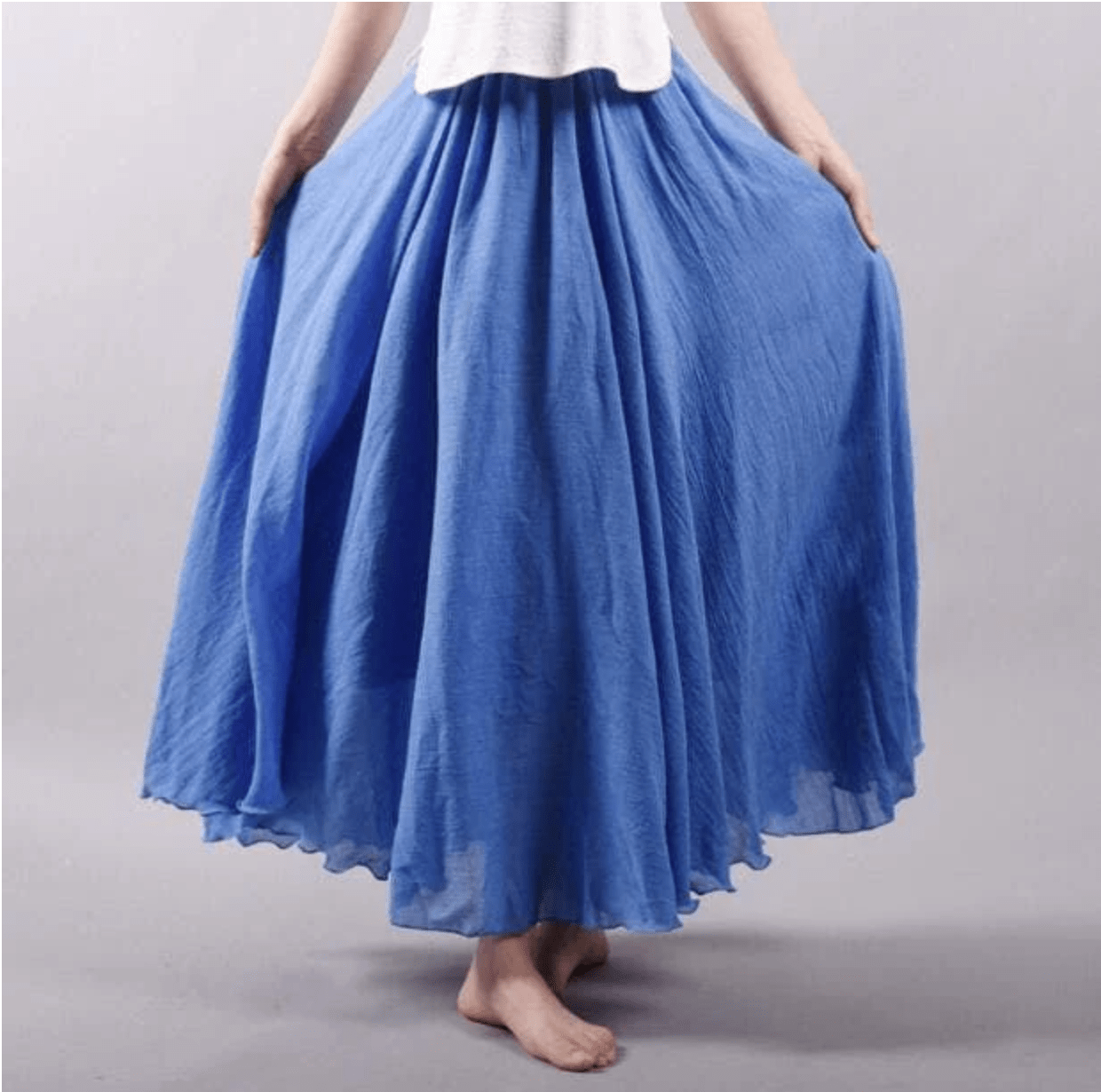 Women’s Bohemian Linen Maxi Skirt – Elegant Flowy Casual Summer Style