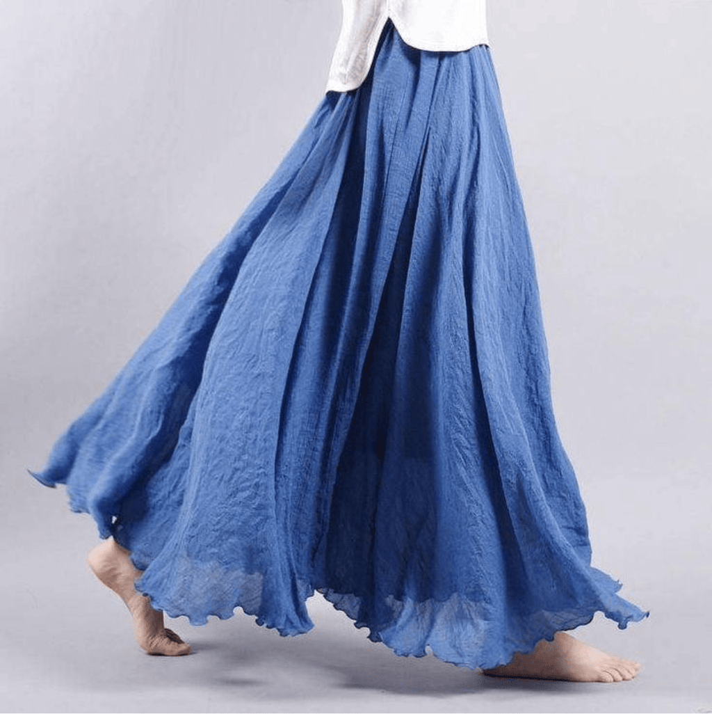 Women’s Bohemian Linen Maxi Skirt – Elegant Flowy Casual Summer Style