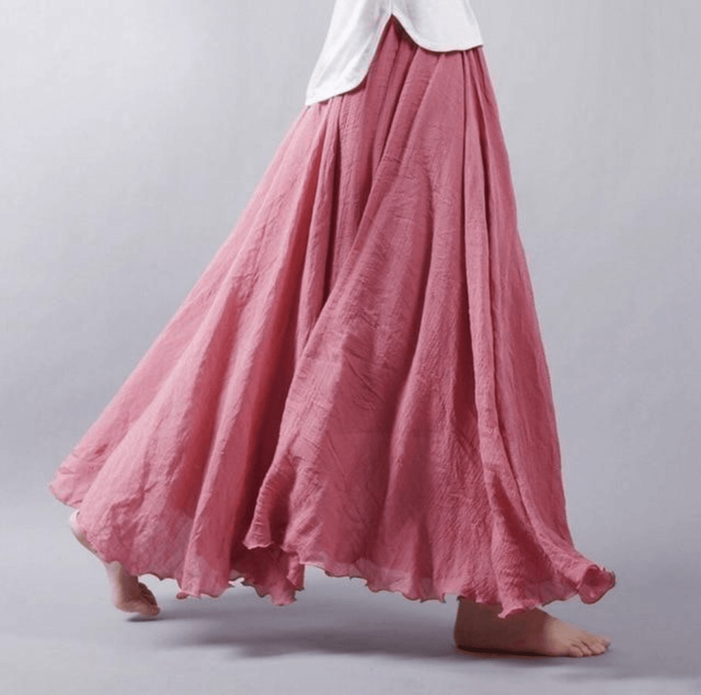 Women’s Bohemian Linen Maxi Skirt – Elegant Flowy Casual Summer Style