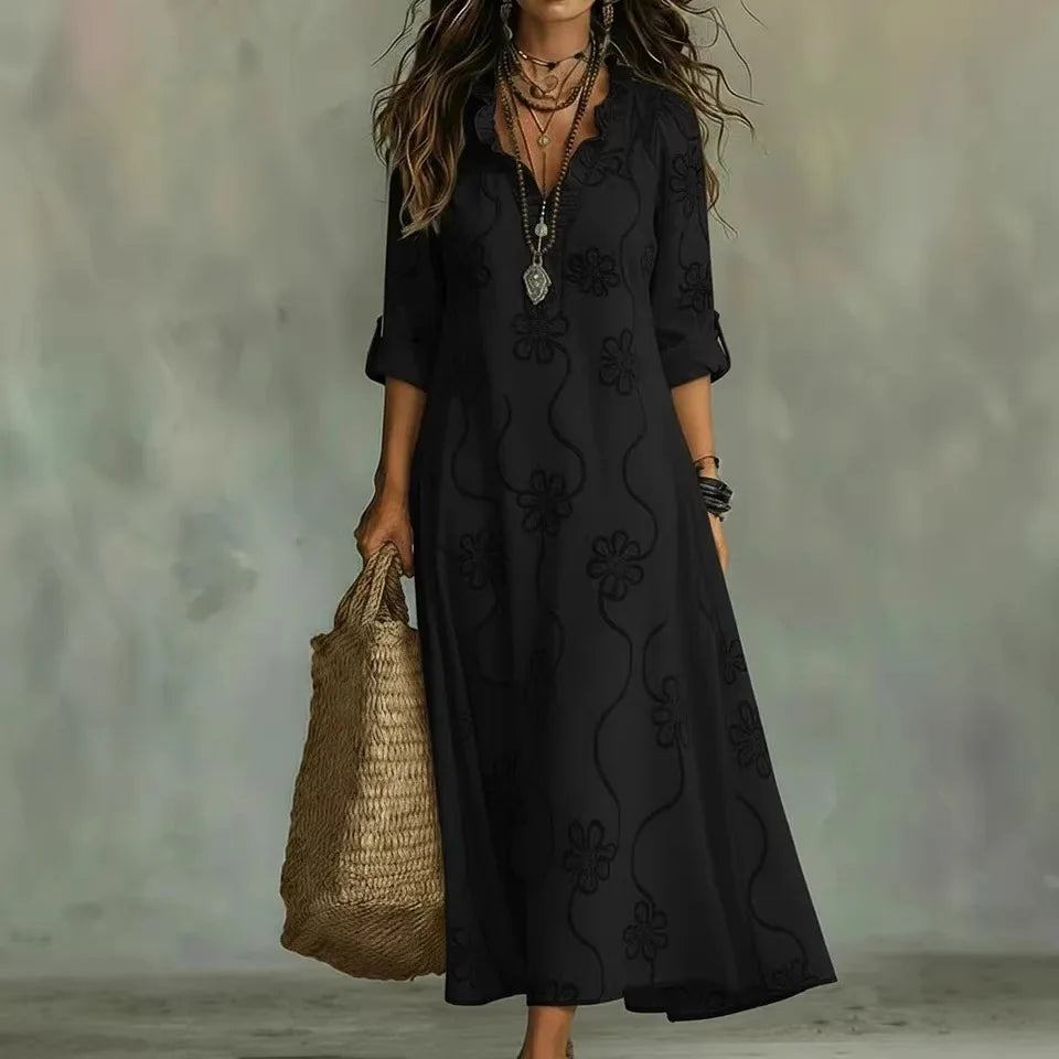 Women's Floral Maxi Dress - Light Feminine Vacation Style