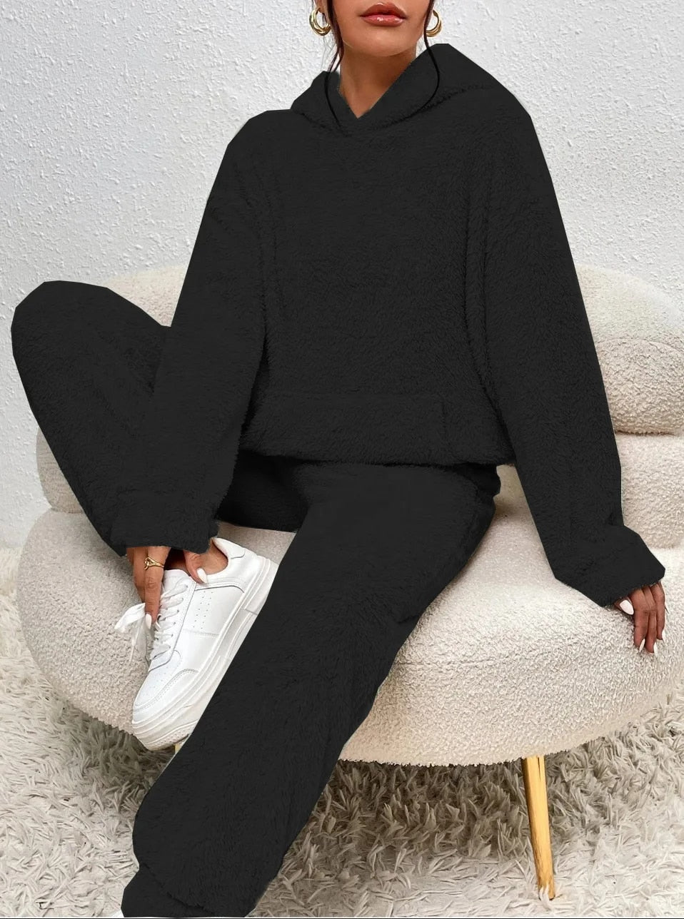 Women’s Cozy Hooded Lounge Set – Soft Pullover & Relaxed Joggers