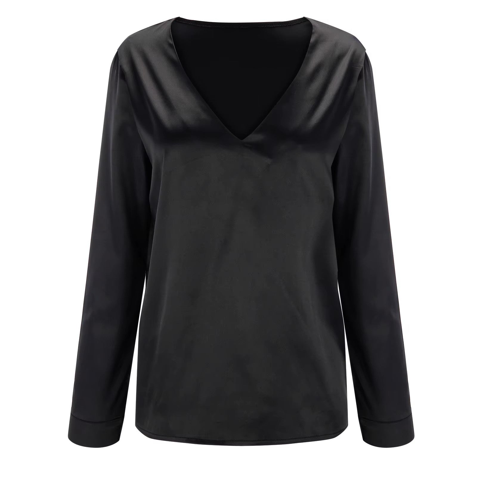 Women's Satin Blouse – Deep V Elegant Flowy Party Top