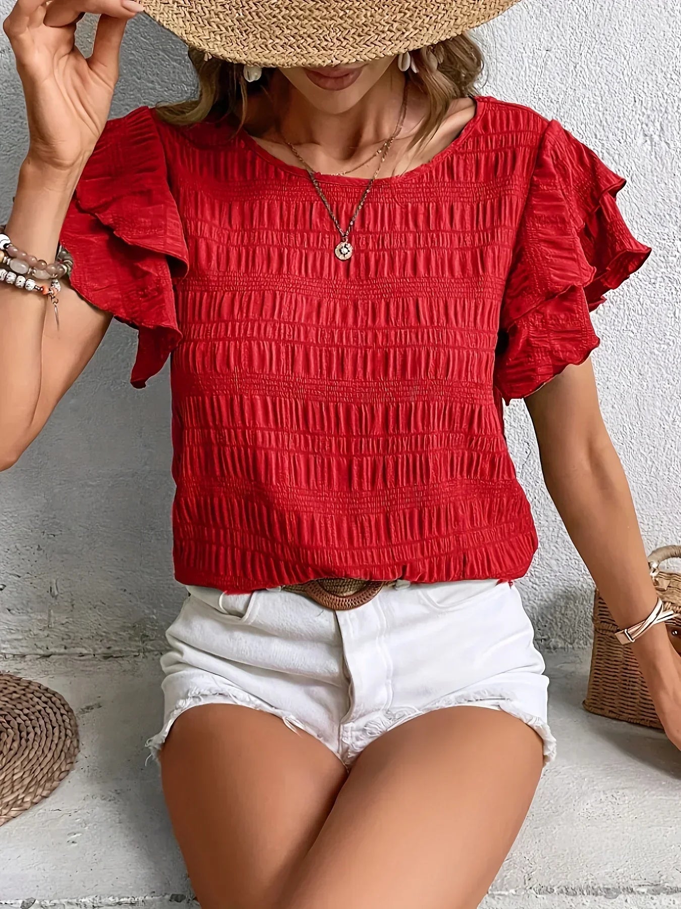 Women's Lightweight Ruffle Blouse – Breathable Elegant Everyday Top