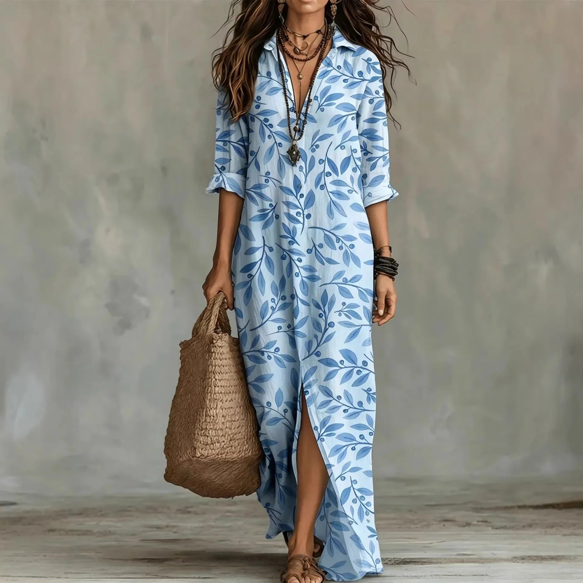 Women's Botanical Print Shirt Dress - Fresh Feminine Daywear Style