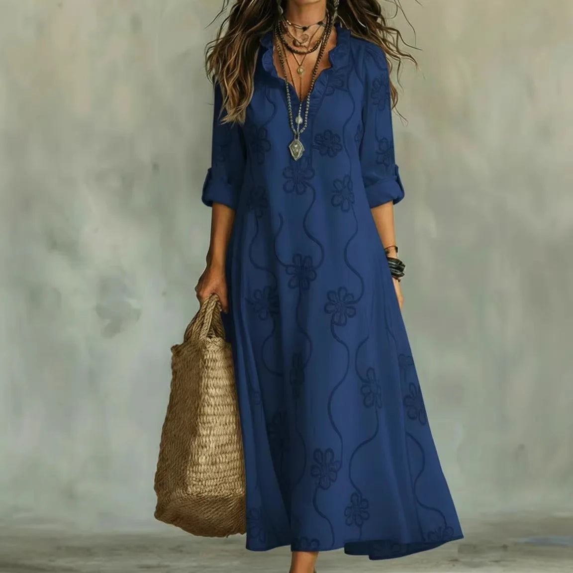 Women's Floral Maxi Dress - Light Feminine Vacation Style