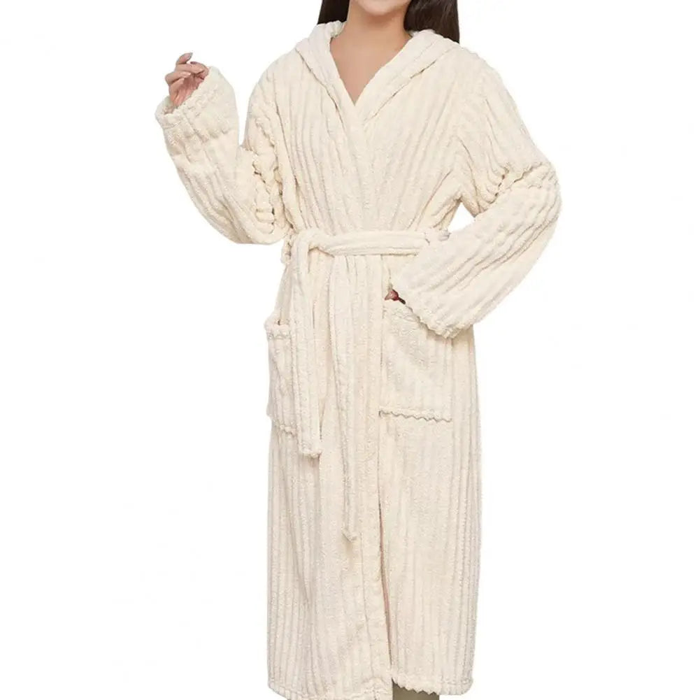 Women’s Sherpa Fleece Robe – Cozy Hooded Bathrobe with Pockets