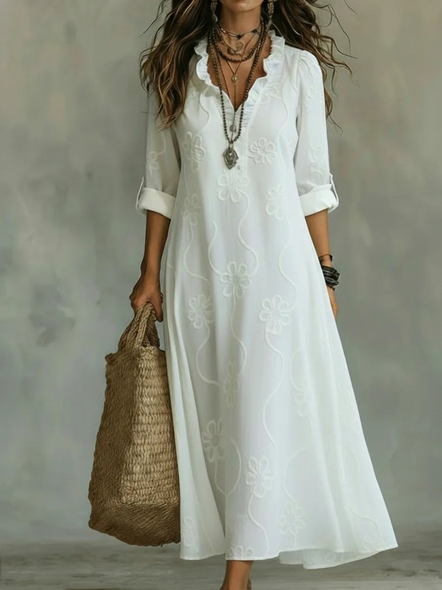 Women's Floral Maxi Dress - Light Feminine Vacation Style