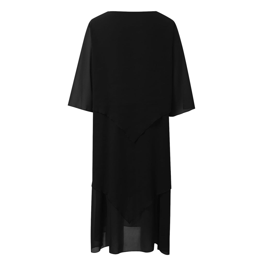 Women's Layered Chiffon Midi Dress – Elegant Flowy Occasion Dress