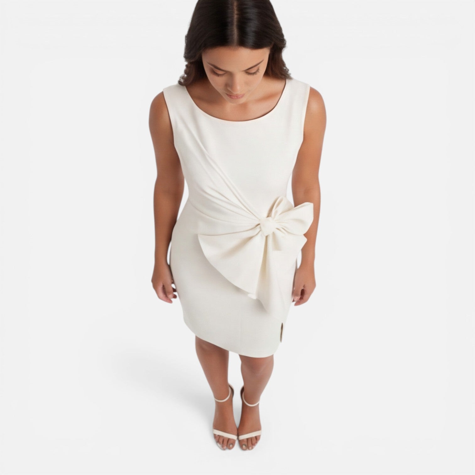Women’s Sculpted Bow Cocktail Dress – Elegant Slim Fit Formal Dress