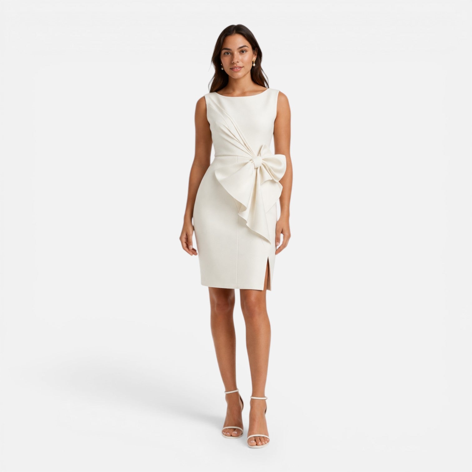 Women’s Sculpted Bow Cocktail Dress – Elegant Slim Fit Formal Dress