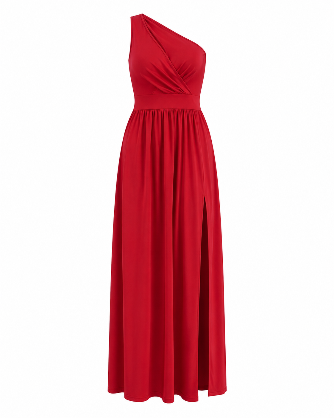 Women's One Shoulder Maxi Evening Dress – High Slit Elegant Occasion Style