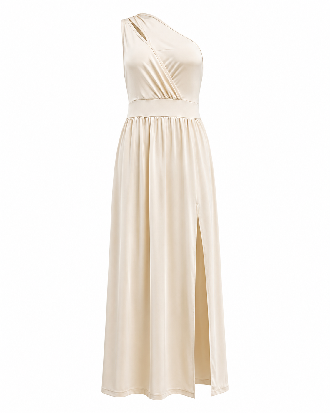 Women's One Shoulder Maxi Evening Dress – High Slit Elegant Occasion Style
