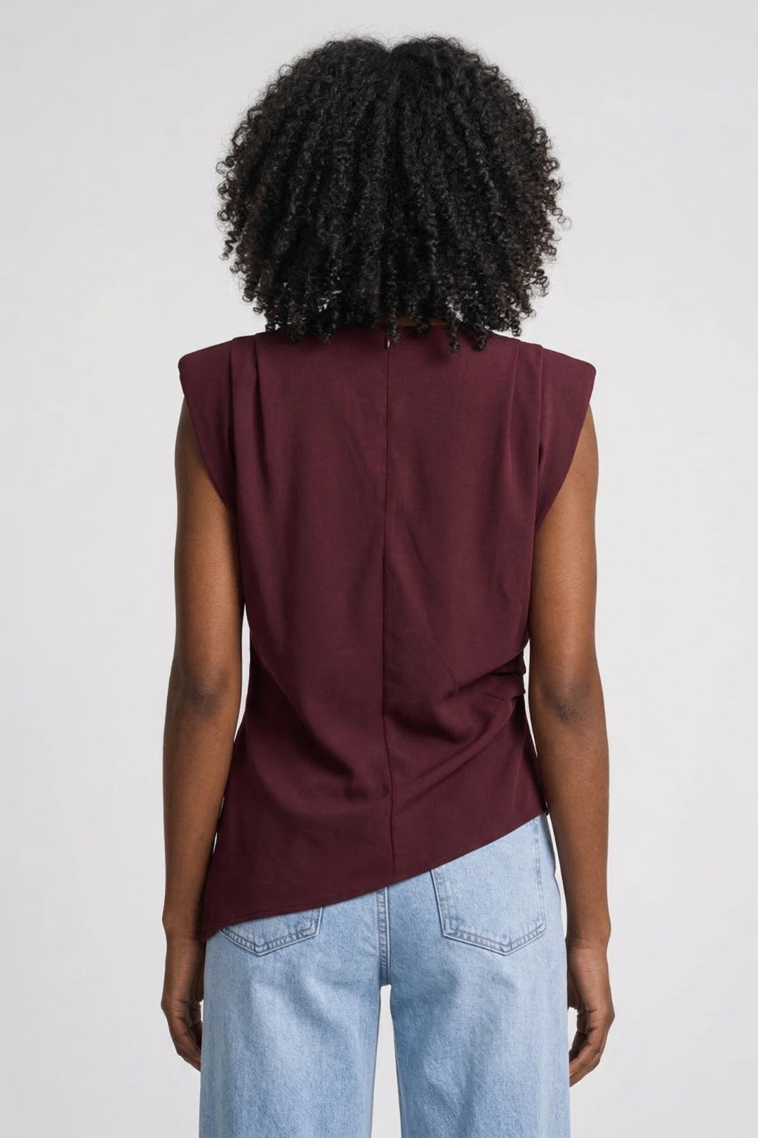 Women's Sleeveless Draped Blouse – Elegant Tailored Daywear Style