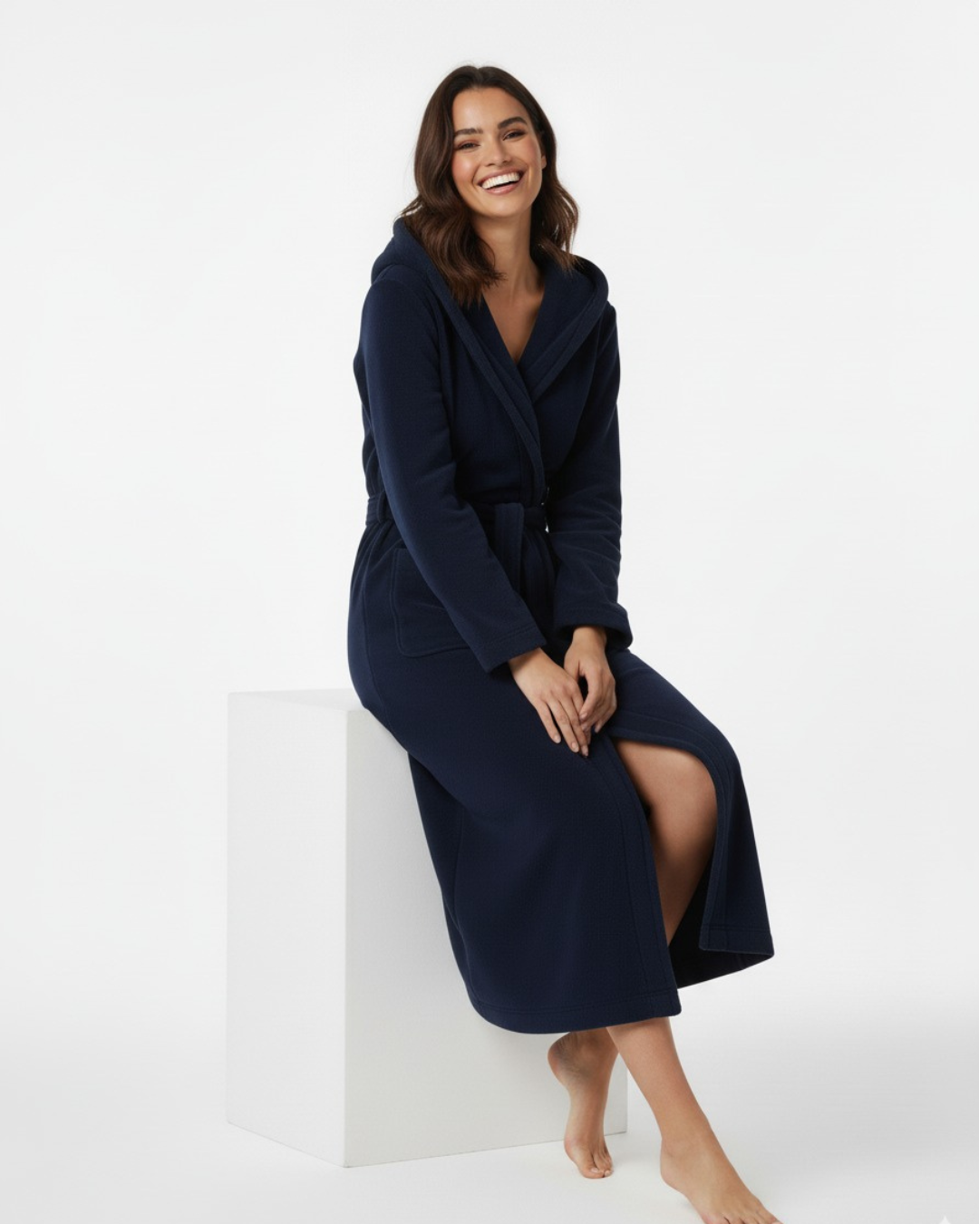 Women's Stylish Solid Color Long Comfort Bathrobe