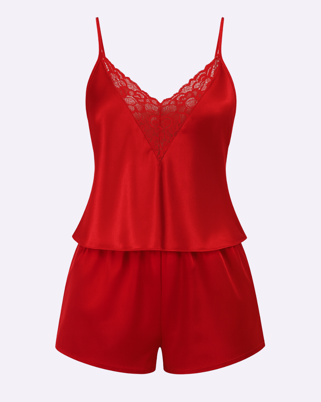 Pajama set Satin Sleepwear with Lace – Women’s Pajama Shorts Set