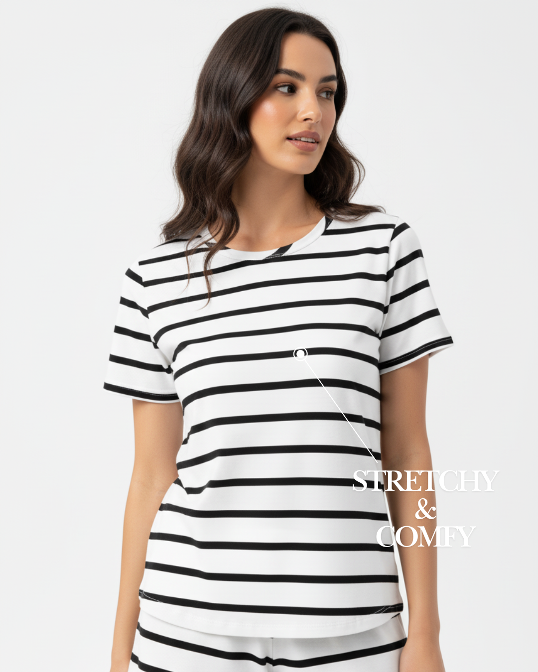 Short Sleeve Women’s Pajama Set – Striped Cotton Summer Sleepwear Top & Shorts Loungewear