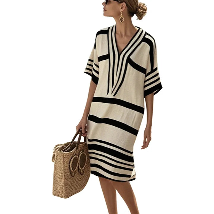 Women’s Flowing Striped Dress – Casual Elegant Style