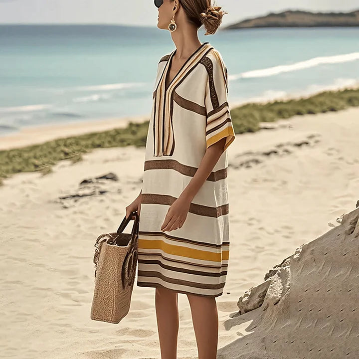 Women’s Flowing Striped Dress – Casual Elegant Style