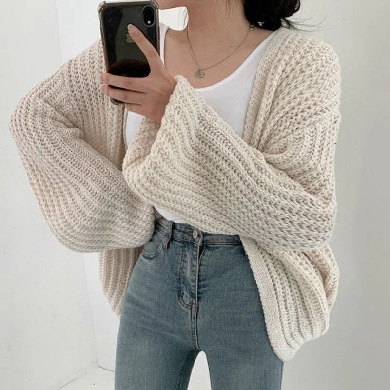 Women’s Oversized Sleeve Knit Cardigan – Cozy Stylish Sweater