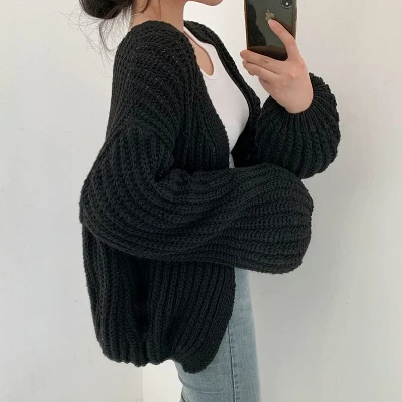 Women’s Oversized Sleeve Knit Cardigan – Cozy Stylish Sweater