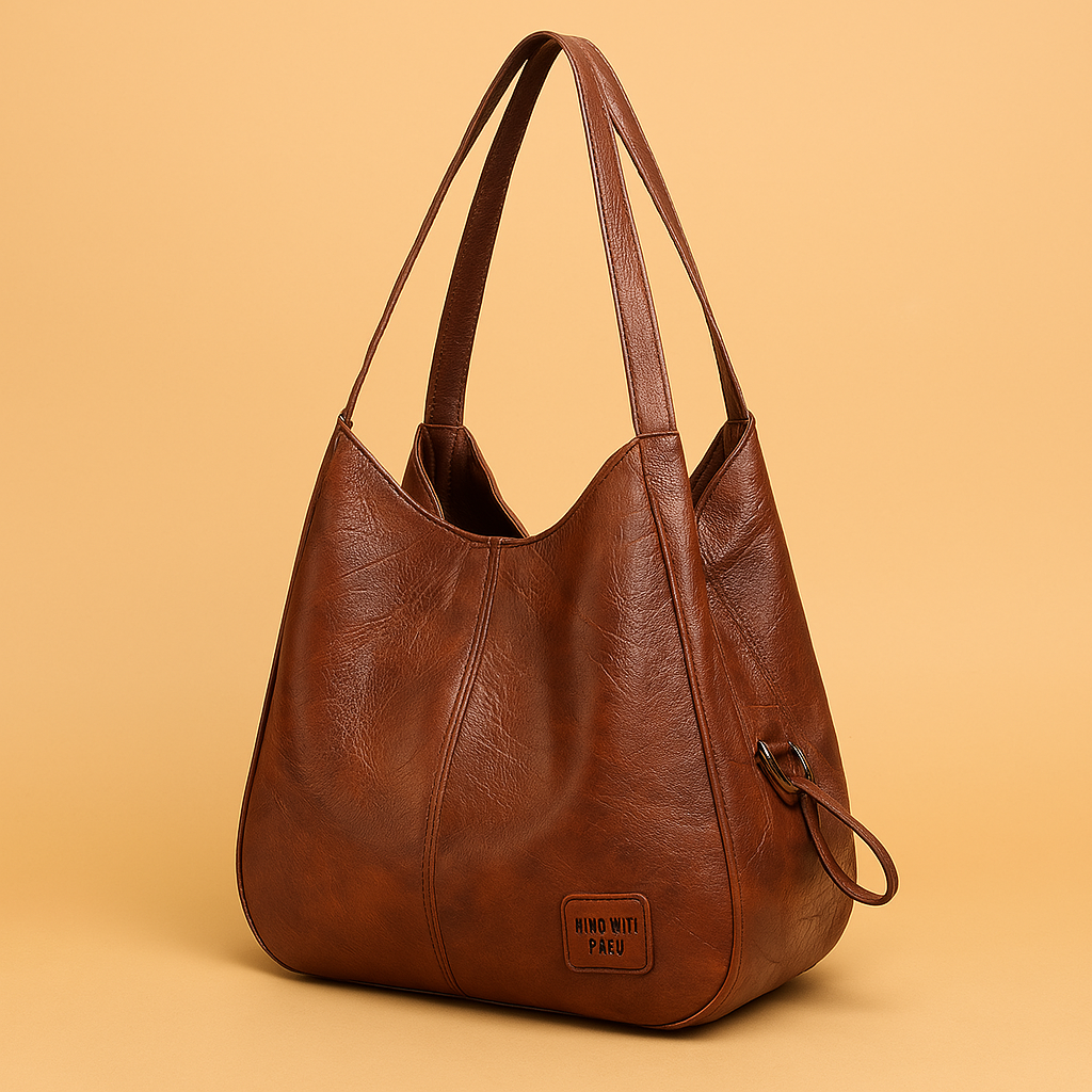 Women's Vintage Leather Handbag - Elegant Practical Everyday Carryall