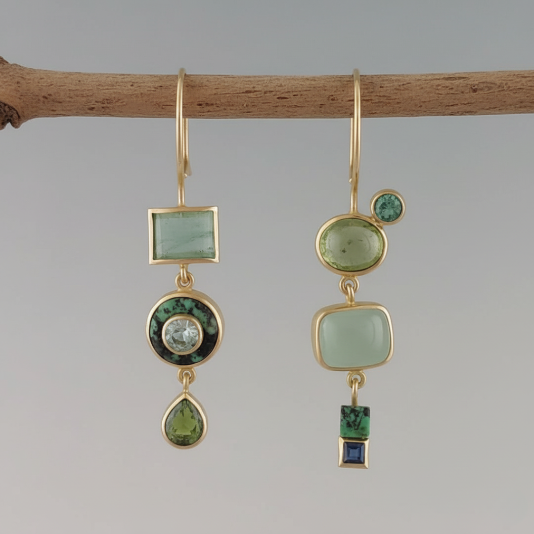 Women's Vintage Green Earrings - Elegant Everyday Jewelry Accent