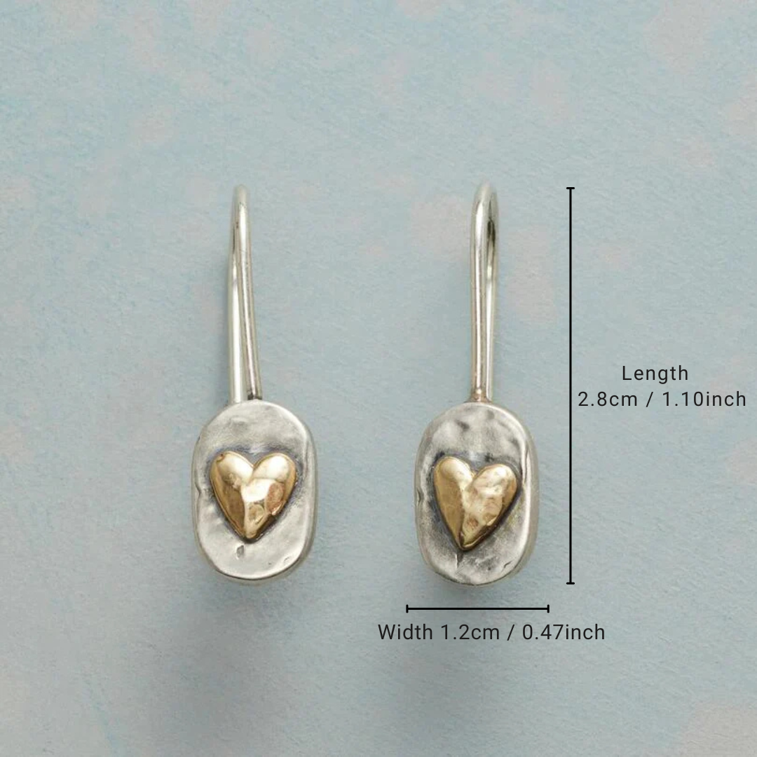 Women's Vintage Heart Earrings - Soft Two Tone Statement Jewelry