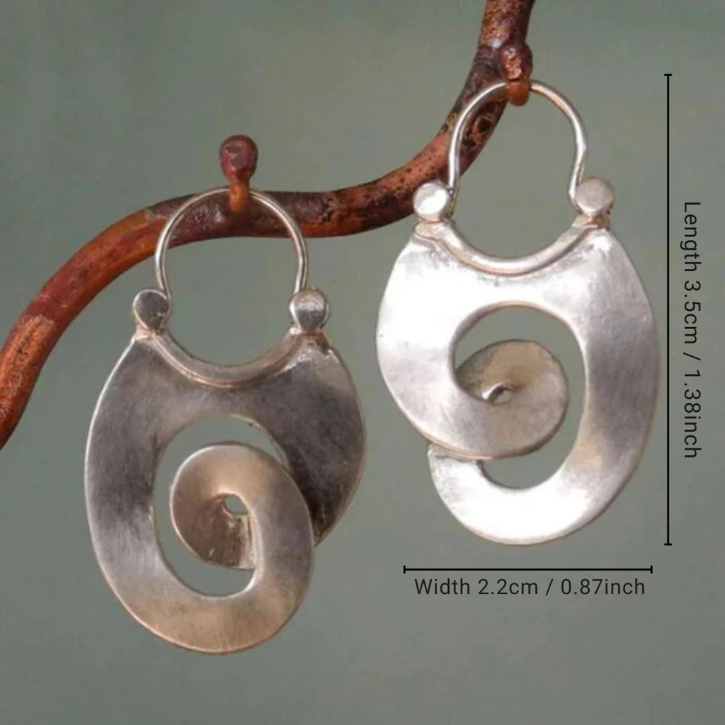 Women's Vintage Silver Spiral Earrings - Elegant Statement Jewelry
