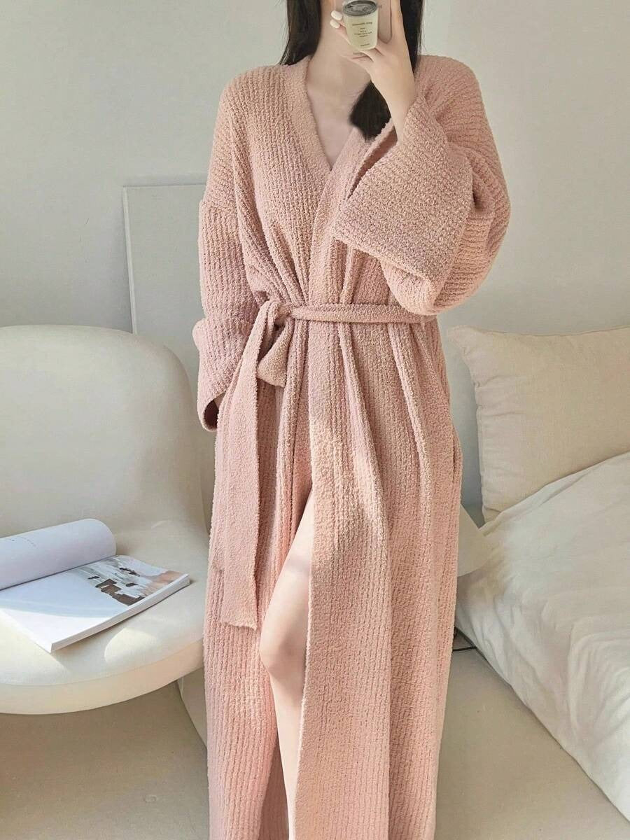 Women's Plush Bathrobe - Cozy Soft Lounge Robe