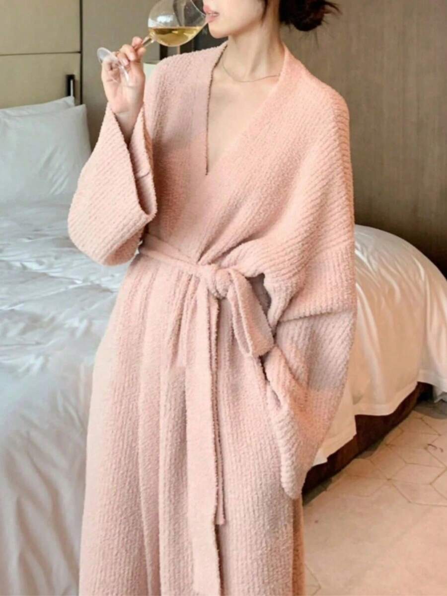 Women's Plush Bathrobe - Cozy Soft Lounge Robe