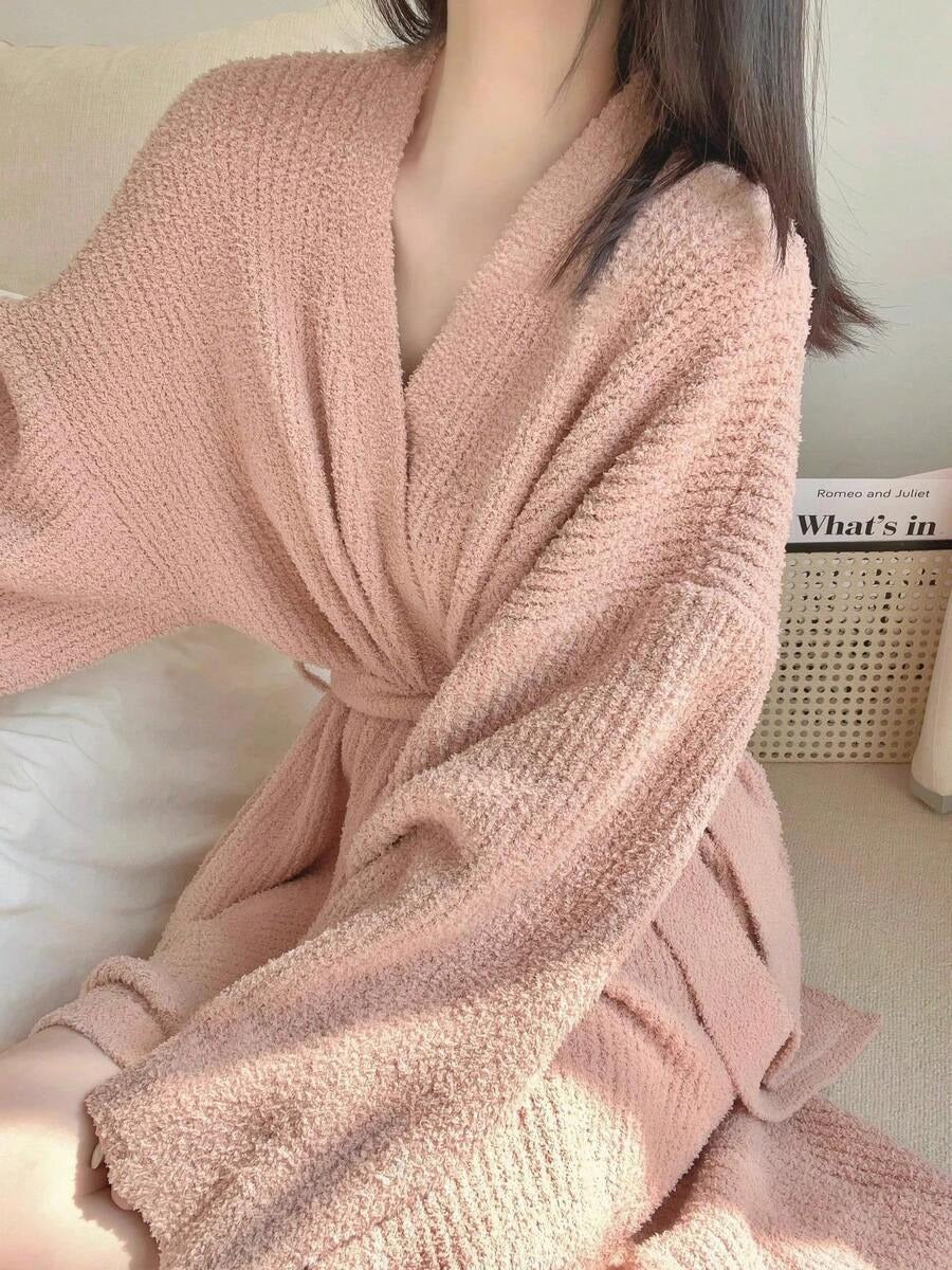 Women's Plush Bathrobe - Cozy Soft Lounge Robe