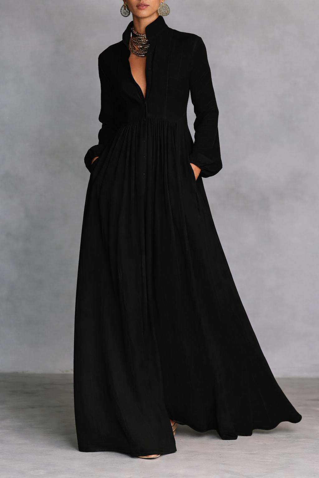 Women's Button Front Maxi Dress - Flowing Relaxed Summer Style