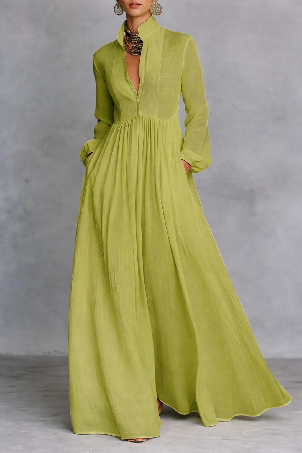 Women's Button Front Maxi Dress - Flowing Relaxed Summer Style