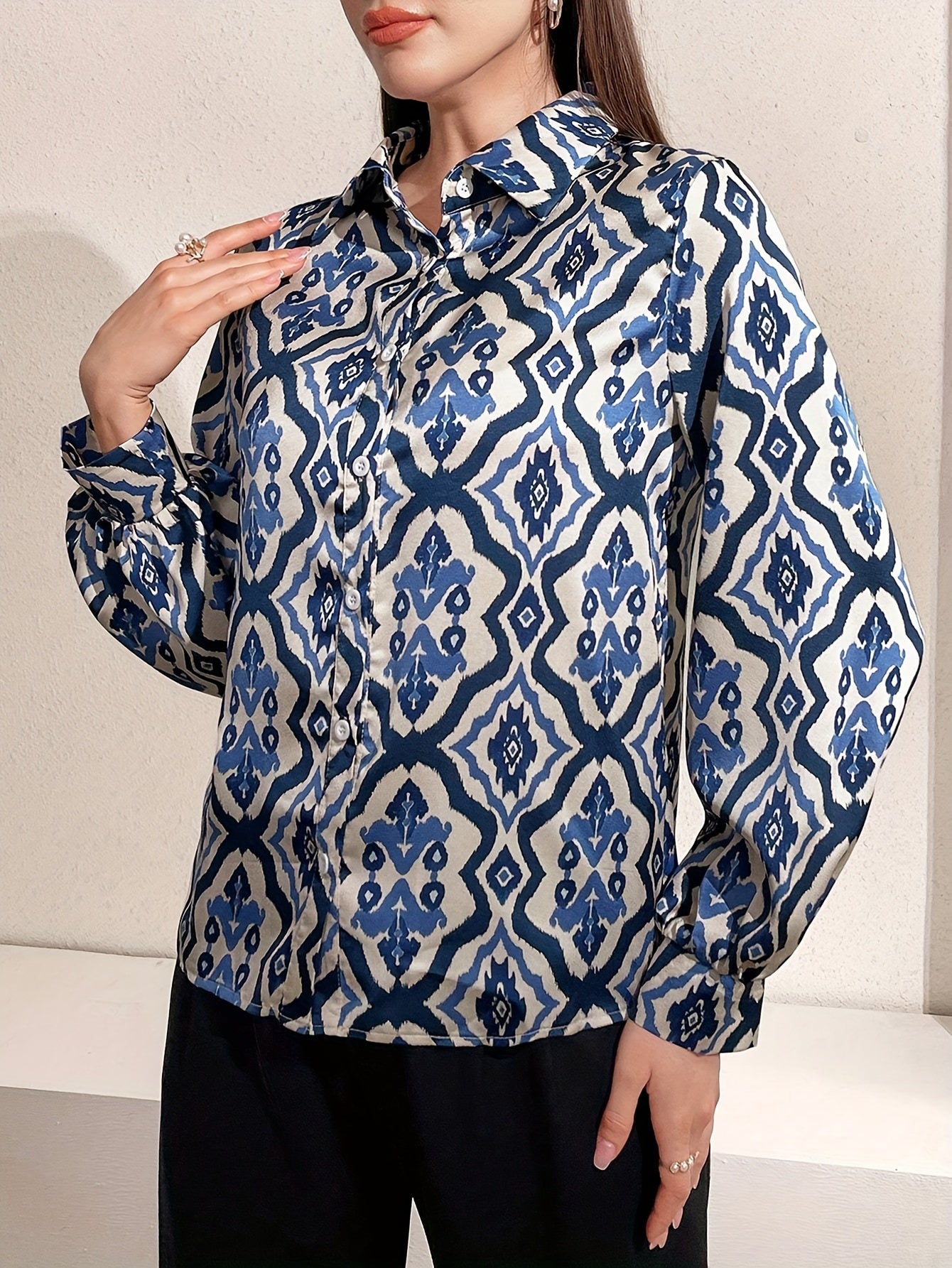 Women's Graphic Print Blouse – Lightweight Everyday Dressy Top
