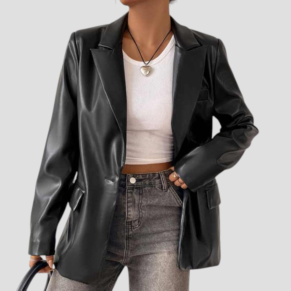 Women's Oversized Black Blazer - Relaxed Smart Casual Layer