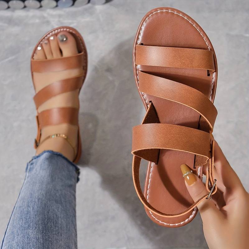 Women's Three-Strap Summer Sandals – Easy Casual Flat Sandals
