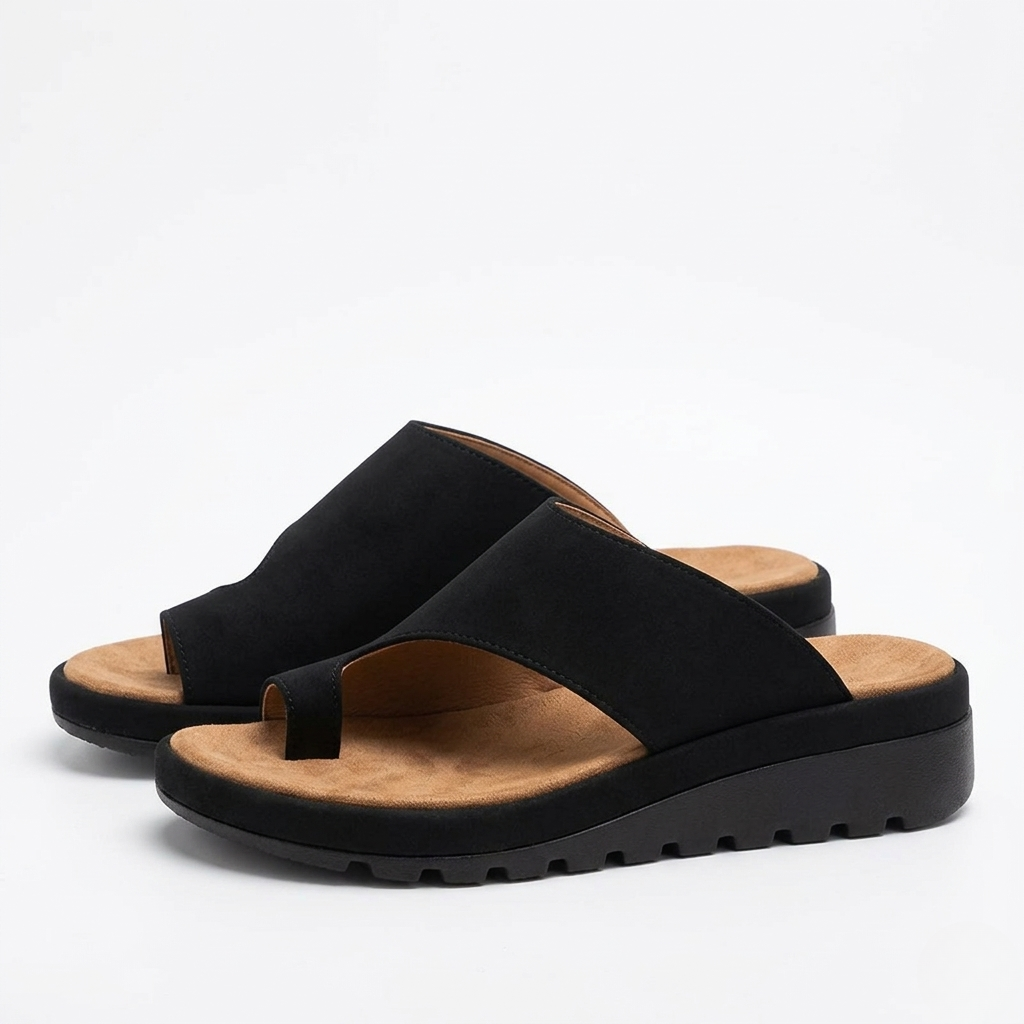 Women's Toe Ring Slide Sandals – Non Slip Wedge Summer Sandals