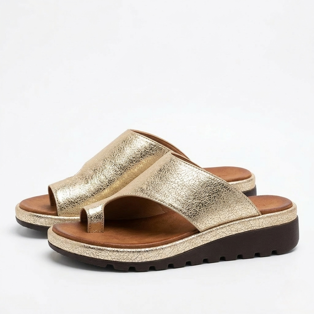 Women's Toe Ring Slide Sandals – Non Slip Wedge Summer Sandals