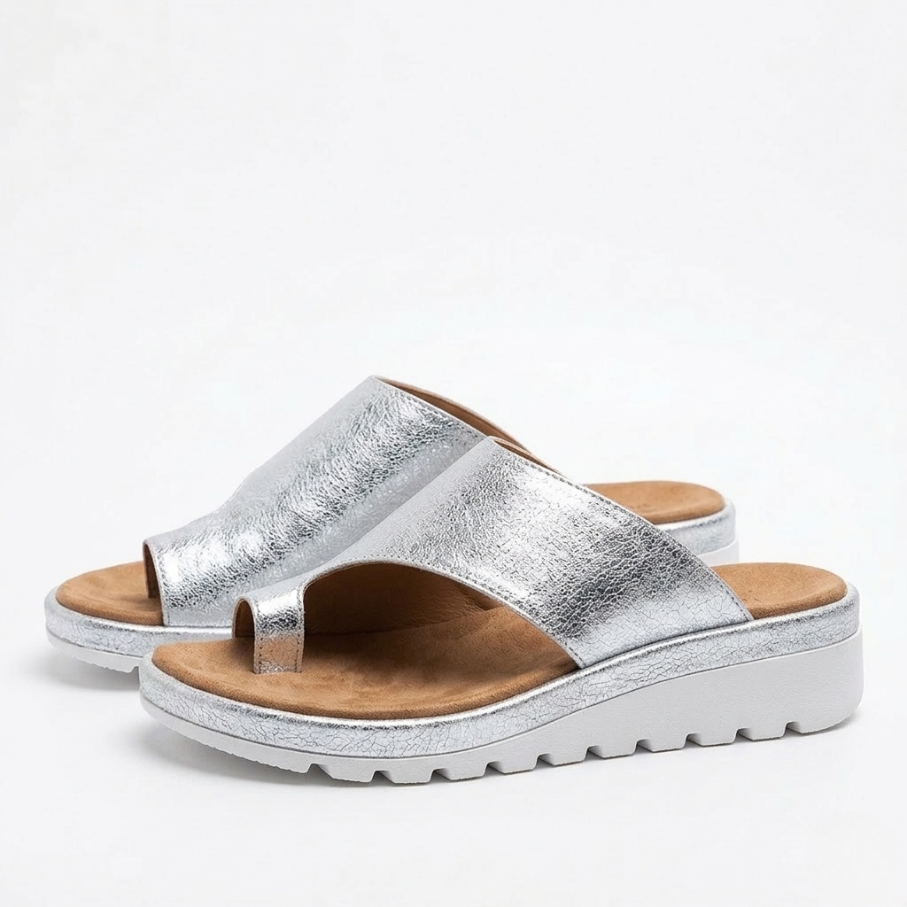 Women's Toe Ring Slide Sandals – Non Slip Wedge Summer Sandals
