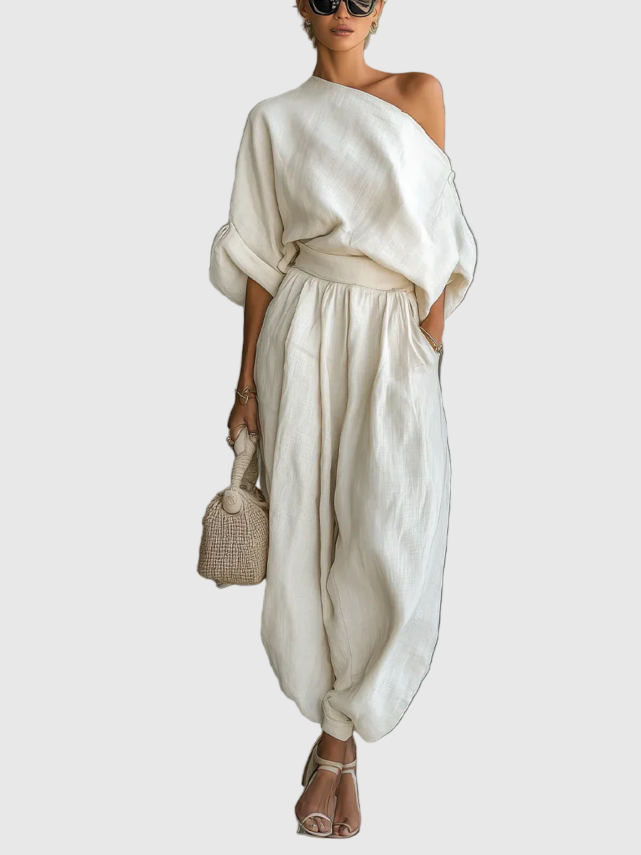 Women's Off Shoulder Matching Set – Elegant Two Piece Outfit