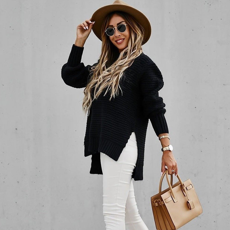 Half-Neck Knit Sweater - Elegant and Soft