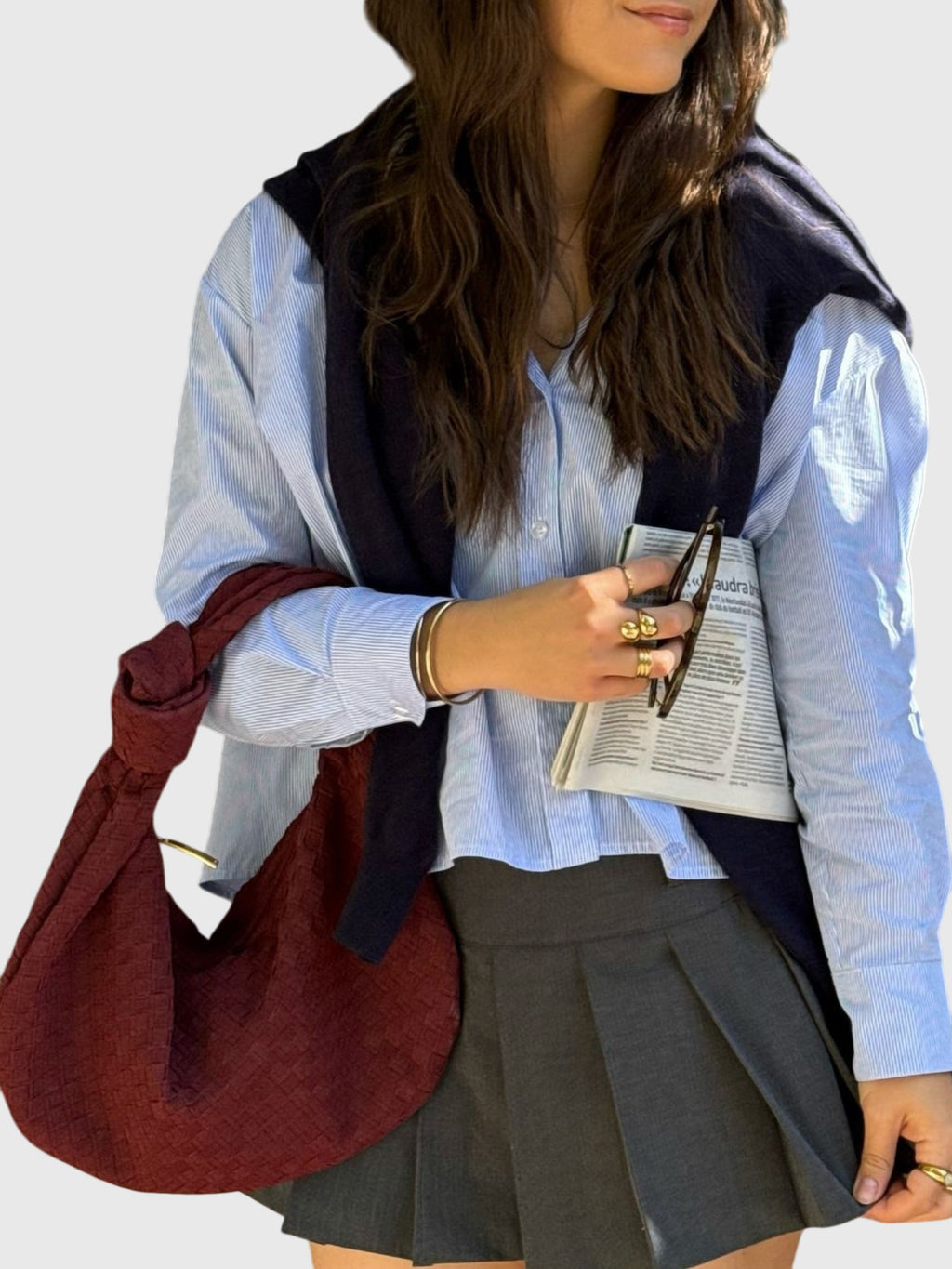 Women’s Medium Suede Woven Bag – Elegant Knotted Chic Style