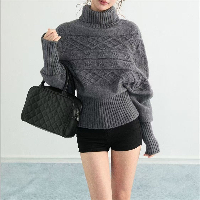 Cable-Knit Turtleneck Sweater - Soft and Shaped