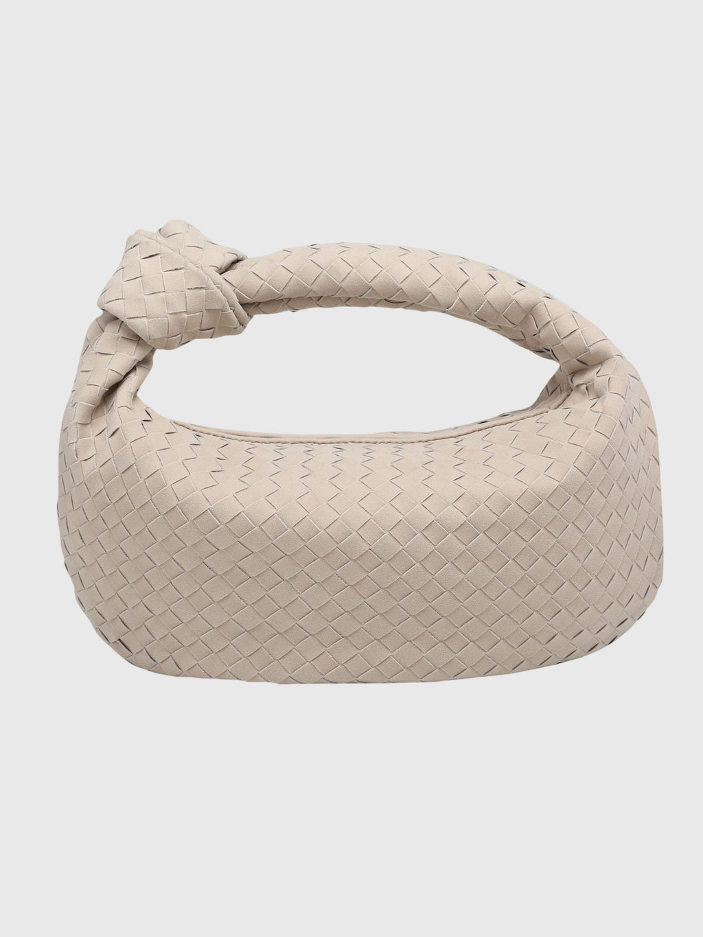 Women’s Medium Suede Woven Bag – Elegant Knotted Chic Style