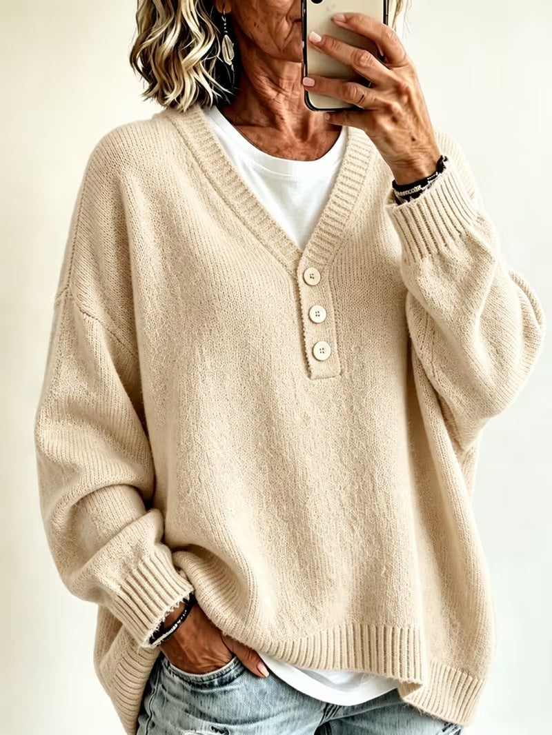 Women’s Solid Color Casual Sweater – Soft Cozy Everyday Style